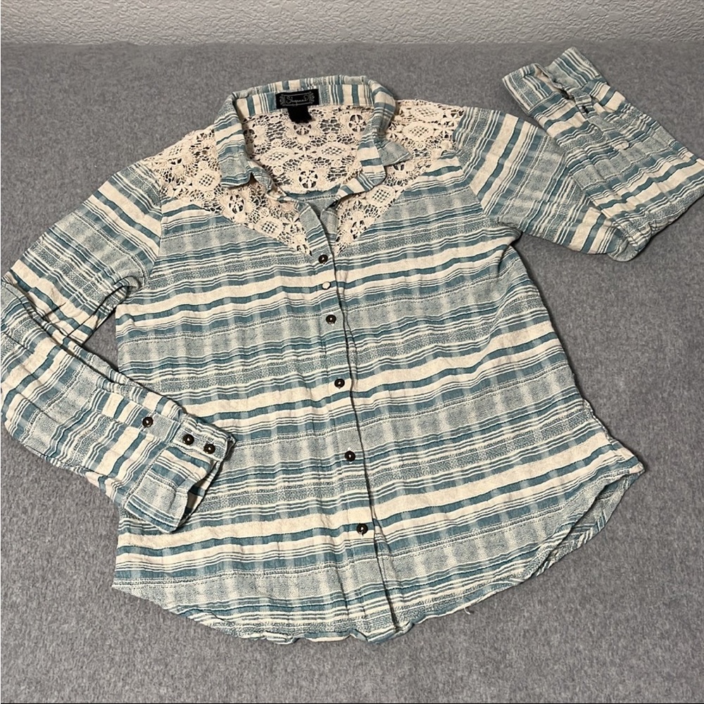 Womens Shyanne Western Top Shirt Small Coastal Cowgirl Button Longsleeve